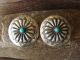 Navajo Indian Hand Stamped Sterling Silver & Turquoise Concho Earrings by Soce