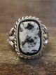 Navajo Indian Sterling Silver & White Buffalo Turquoise Ring - Vandever - Size 13.5