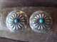 Navajo Indian Hand Stamped Sterling Silver & Turquoise Concho Earrings by Soce