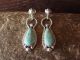 Navajo Indian Sterling Silver Turquoise Post Dangle Earrings Signed Verley Betone