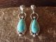 Navajo Indian Sterling Silver Turquoise Post Dangle Earrings Signed Verley Betone