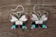 Zuni Sterling Silver Turquoise Multistone Inlay Butterfly Earrings! 