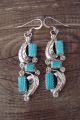 Zuni Sterling Silver Turquoise Leaf Dangle Earrings! A. Locaspino