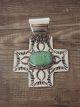 Navajo Indian Nickel Silver Turquoise Cross Pendant Signed JC