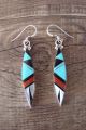 Zuni Sterling Silver Multistone Inlay Dangle Earrings - Cleo Kallestewa