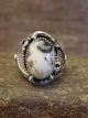 Navajo Sterling Silver & White Buffalo Turquoise Ring by Morgan - Size 7