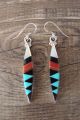 Zuni Sterling Silver Multistone Inlay Dangle Earrings - Cleo Kallestewa