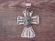 Navajo Indian Nickel Silver Turquoise Cross Pendant Signed JC