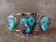 Native American Jewelry Nickel Silver Turquoise Bracelet by Bobby Cleveland