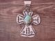 Navajo Indian Nickel Silver Turquoise Cross Pendant Signed JC