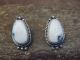 Navajo Sterling Silver & White Buffalo Turquoise Post Earrings - Sheena Jack