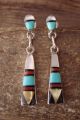 Zuni Indian Jewelry Sterling Silver Inlay Post Earrings - RB