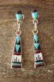 Zuni Indian Jewelry Sterling Silver Inlay Post Earrings - RB