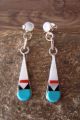 Zuni Sterling Silver Turquoise Multistone Inlay Post Earrings 