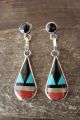 Zuni Indian Jewelry Sterling Silver Inlay Earrings - Boone