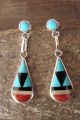 Zuni Indian Jewelry Sterling Silver Inlay Earrings - Boone