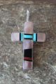 Zuni Indian Sterling Silver Inlay Cross Pendant 