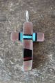 Zuni Indian Sterling Silver Inlay Cross Pendant 