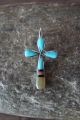 Zuni Indian Sterling Silver Inlay Cross Pendant 