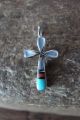 Zuni Indian Sterling Silver Inlay Cross Pendant 