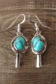 Navajo Sterling Silver Turquoise Squash Blossom Dangle Earrings - Garcia