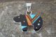 Navajo Indian Sterling Silver Turquoise Jet Inlay Bear Pendant - G. Smith