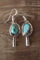 Navajo Sterling Silver Turquoise Squash Blossom Dangle Earrings - Garcia