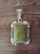 Navajo Hand Stamped Sterling Silver Turquoise Pendant - Samuel Yellowhair