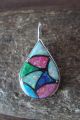 Native American Sterling Silver Opal Inlay Pendant by DL