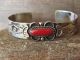 Navajo Indian Nickel Silver Coral Bracelet by Bobby Cleveland