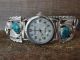 Navajo Indian Jewelry Sterling Silver Turquoise Watch - Thomas Yazzie