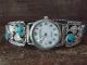 Navajo Indian Sterling Silver Turquoise Watch Signed T. Yazzie