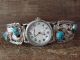 Navajo Indian Sterling Silver Turquoise Watch Signed T. Yazzie