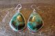 Navajo Indian Sterling Silver Turquoise Dangle Earrings - Martinez