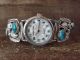 Navajo Indian Sterling Silver Turquoise Watch Signed T. Yazzie