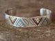 Native Indian Sterling Silver Turquoise Chip Inlay Bracelet by Ray Begay