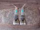 Navajo Sterling Silver Turquoise & Gold Fill Petroglyph Dangle Earrings Signed T&R Singer