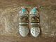 Navajo Indian Sterling Silver Turquoise Gold Fill Feather Earrings - T&R Singer