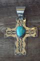 Native American Jewelry Nickel Silver Turquoise Cross Pendant by Jackie Cleveland!