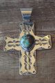 Native American Jewelry Nickel Silver Turquoise Cross Pendant by Jackie Cleveland!