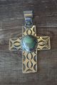 Native American Jewelry Nickel Silver Turquoise Cross Pendant by Jackie Cleveland!