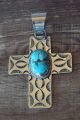 Native American Jewelry Nickel Silver Turquoise Cross Pendant by Jackie Cleveland!