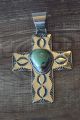 Native American Jewelry Nickel Silver Turquoise Cross Pendant by Jackie Cleveland!