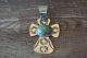 Native American Jewelry Nickel Silver Turquoise Cross Pendant by Jackie Cleveland!