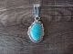 Navajo Indian Sterling Silver Turquoise Pendant by Samuel Yellowhair