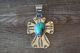 Native American Jewelry Nickel Silver Turquoise Cross Pendant by Jackie Cleveland!