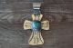 Native American Jewelry Nickel Silver Turquoise Cross Pendant by Jackie Cleveland!