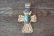 Native American Jewelry Nickel Silver Turquoise Cross Pendant by Jackie Cleveland!