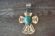 Native American Jewelry Nickel Silver Turquoise Cross Pendant by Jackie Cleveland!