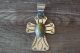 Native American Jewelry Nickel Silver Turquoise Cross Pendant by Jackie Cleveland!